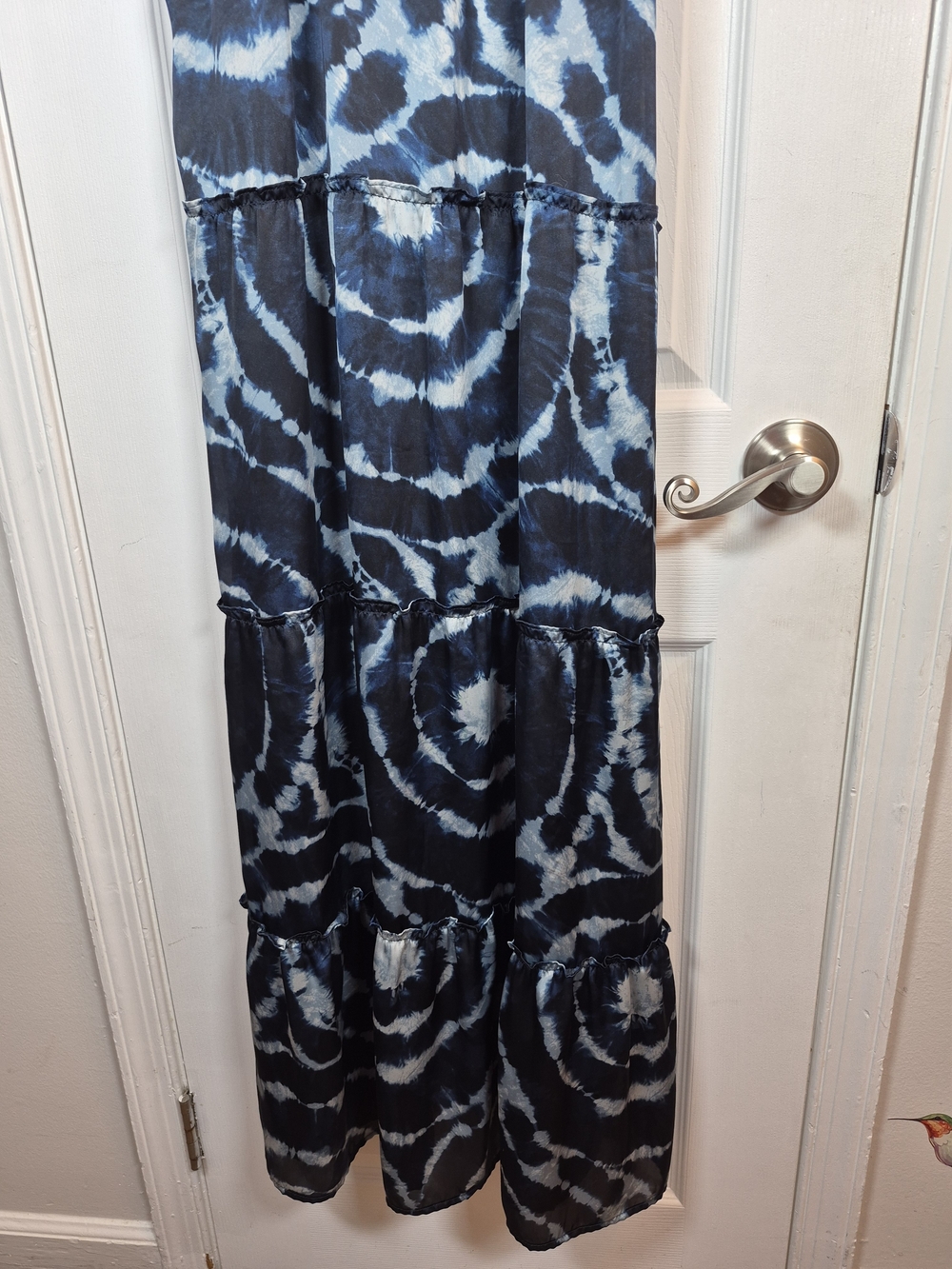 Michael Kors Tie Dye Maxi Dress Boho Tiered Satin Slip Summer Casual M - Picture 4 of 7